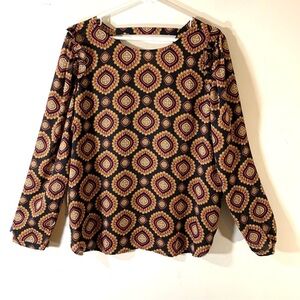 Loft Medallion Print Ruffle Shoulder Blouse 2/$35